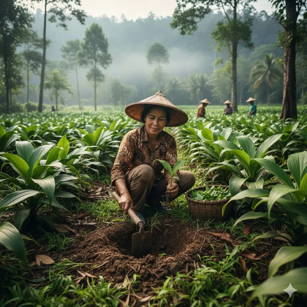 Pemilihan dan Penyiapan Bibit Kapulaga (c) Ilustrasi AI