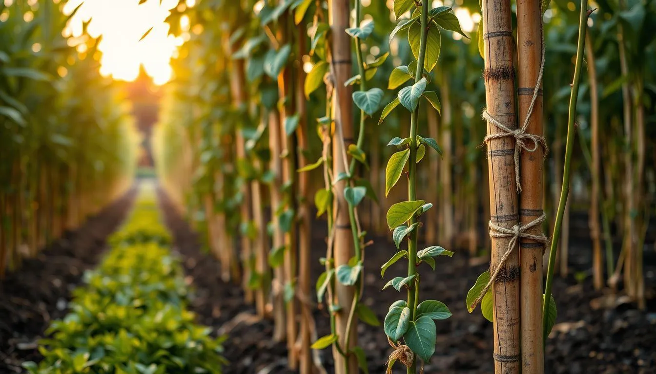 Pemasangan Ajir atau Penyangga (c) Ilustrasi AI