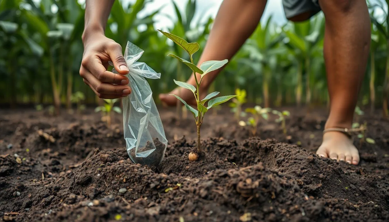 Proses Penanaman Kemiri di Lahan (c) Ilustrasi AI