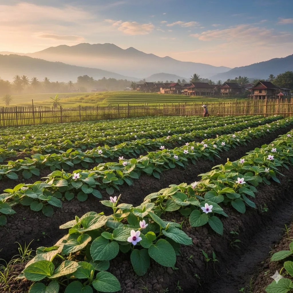 Perawatan dan Pemanenan Kencur (c) Ilustrasi AI