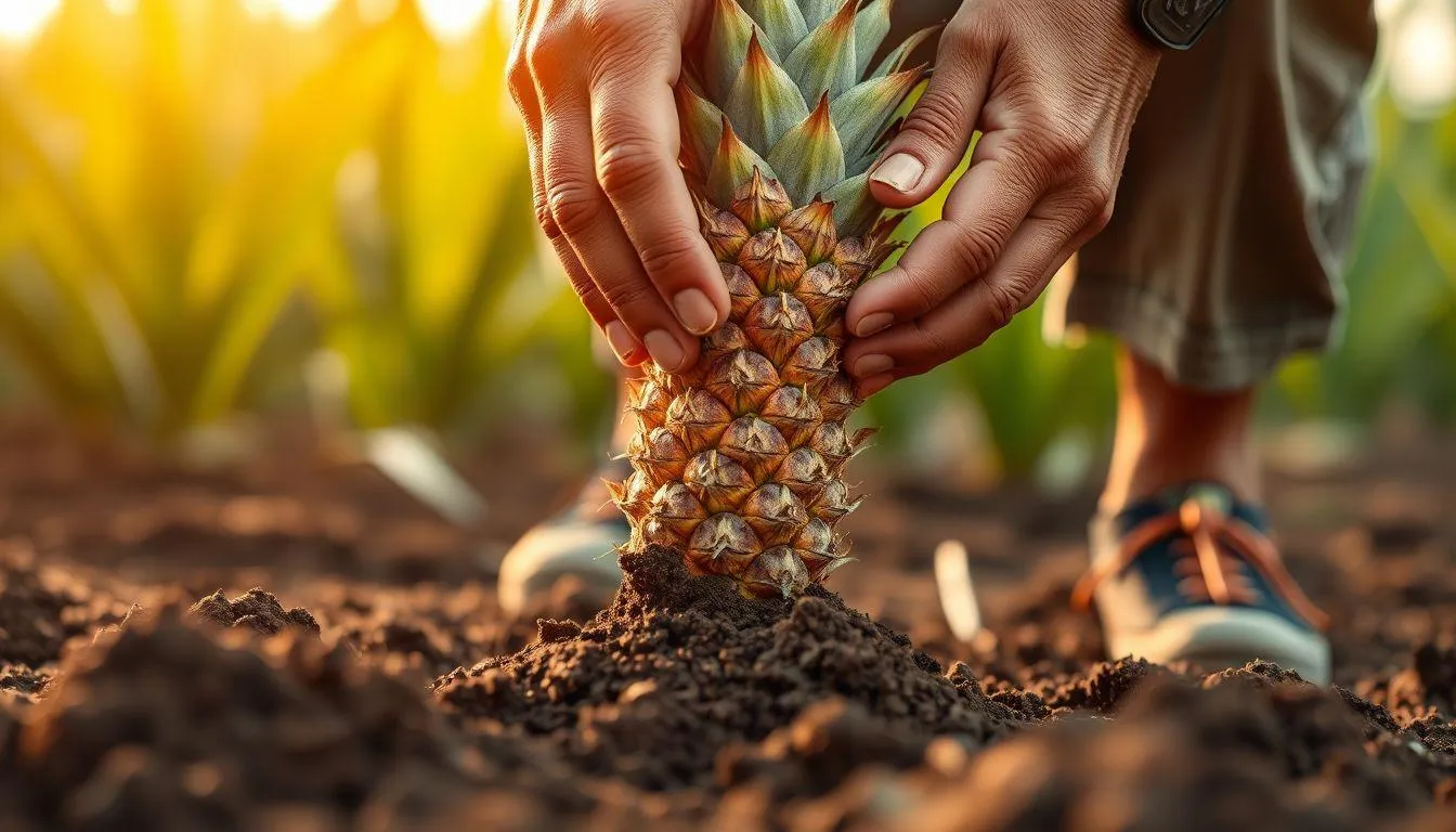 Proses Penanaman Mahkota Nanas (c) Ilustrasi AI