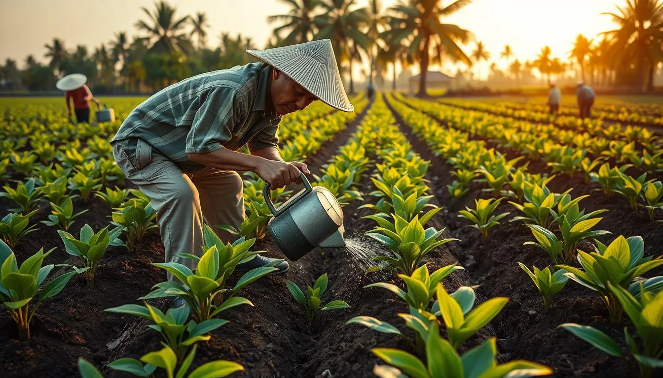 Pemeliharaan Tanaman Nilam (c) Ilustrasi AI