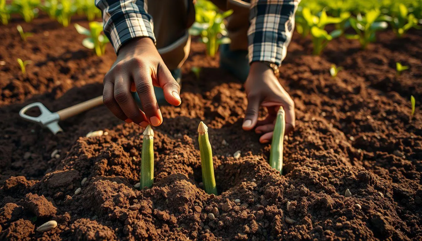 Teknik Penanaman Okra yang Benar (c) Ilustrasi AI