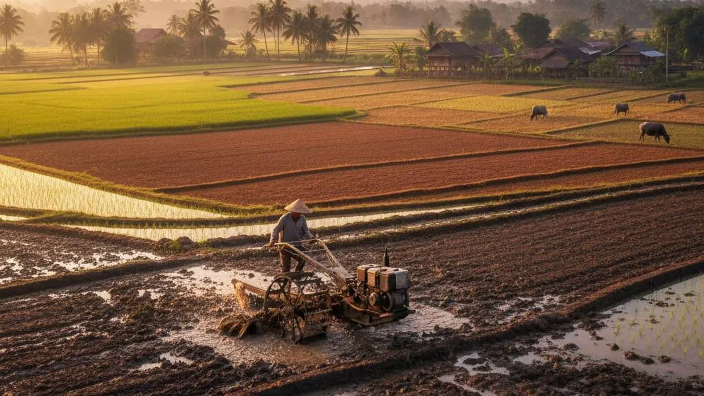 Persiapan Lahan untuk Penanaman Padi (c) Ilustrasi AI