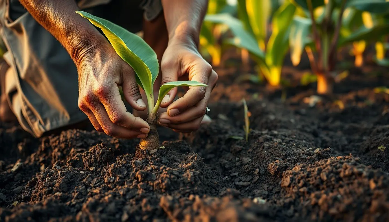 Proses Penanaman Bibit Pisang (c) Ilustrasi AI