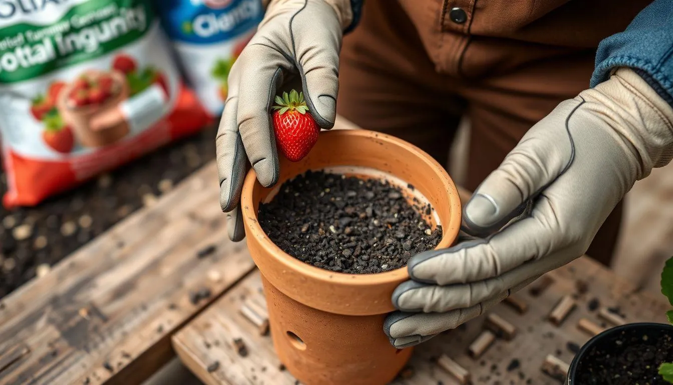 1. Persiapan Pot dan Media Tanam Strawberry (c) Ilustrasi AI