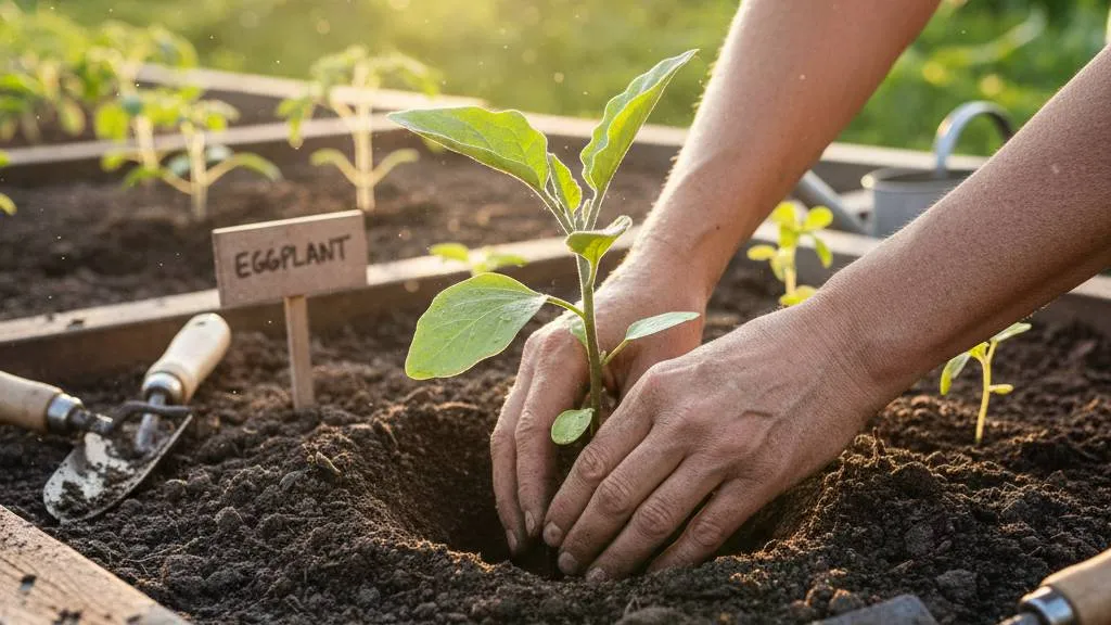 Teknik Penanaman Terong yang Benar (c) Ilustrasi AI