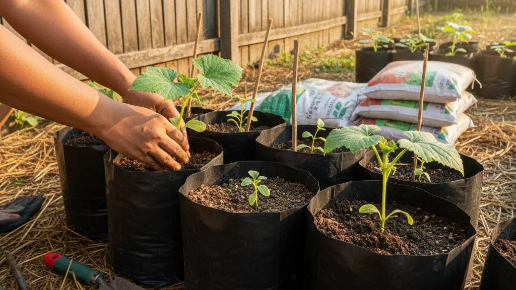 Pemindahan Bibit ke Polybag dan Teknik Penanaman (c) Ilustrasi AI