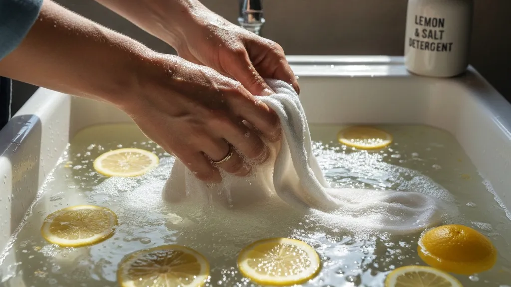 Teknik Pembersihan dengan Air Lemon dan Garam (c) Ilustrasi AI