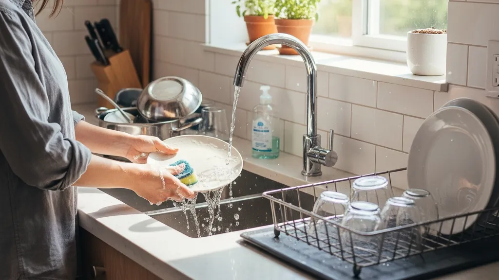 Pengertian dan Pentingnya Mencuci Piring dengan Benar (c) Ilustrasi AI