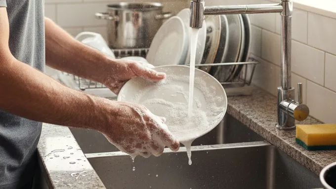 Langkah-Langkah Mencuci Piring dengan Benar (c) Ilustrasi AI