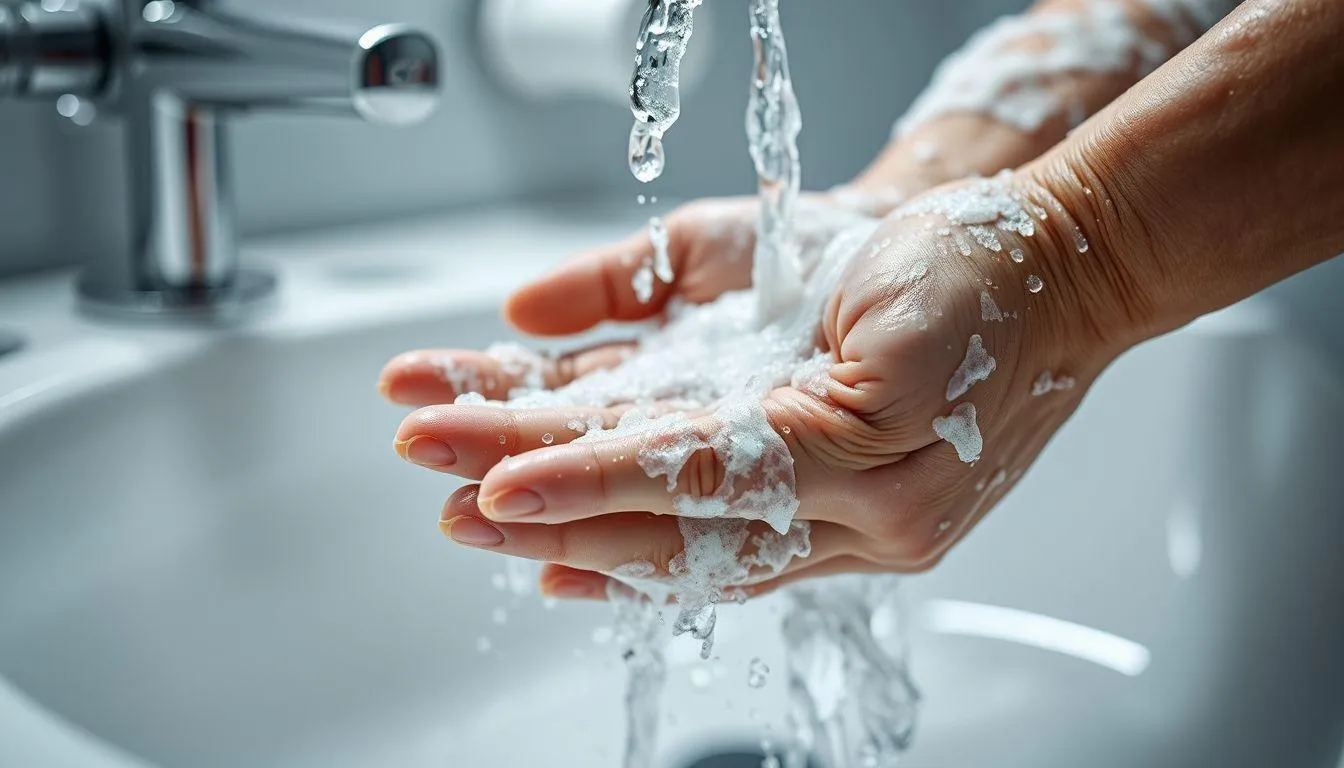 Perbedaan Hand Washing dan Hand Sanitizing (c) Ilustrasi AI