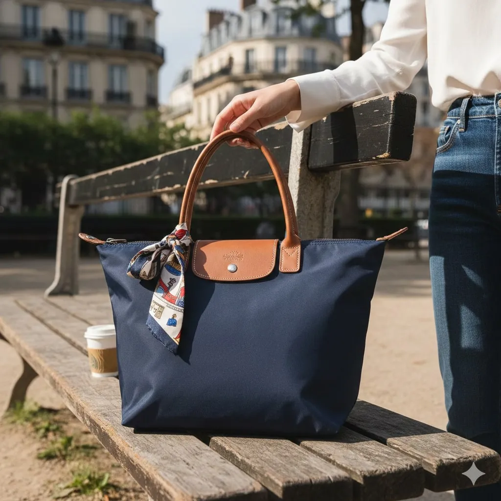 Membersihkan Bagian Kulit pada Tas Longchamp (c) Ilustrasi AI