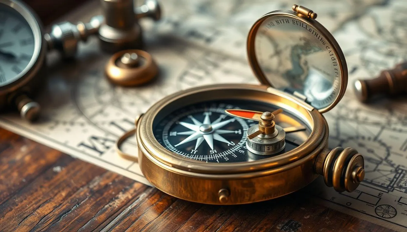 Cara Kerja Kompas dalam Menentukan Arah (c) Ilustrasi AI