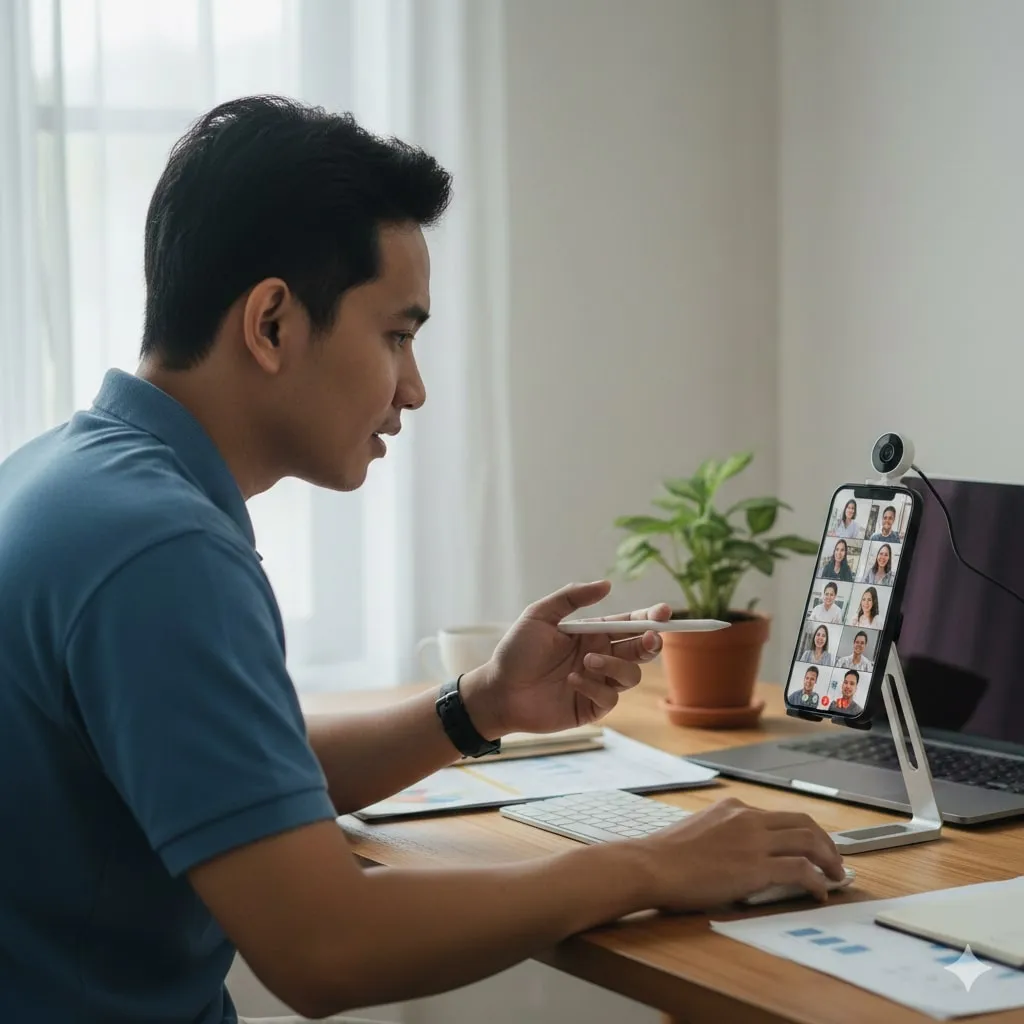 3. Cara Menggunakan Background Custom dari Galeri (c) Ilustrasi AI