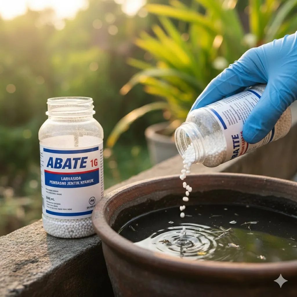 Langkah-Langkah Cara Menggunakan Abate dengan Benar (c) Ilustrasi AI