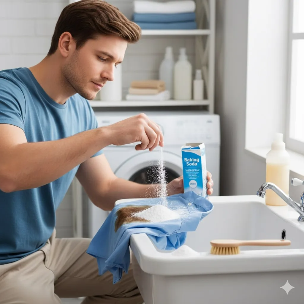 Cara Menggunakan Baking Soda untuk Menghilangkan Noda Membandel (c) Ilustrasi AI