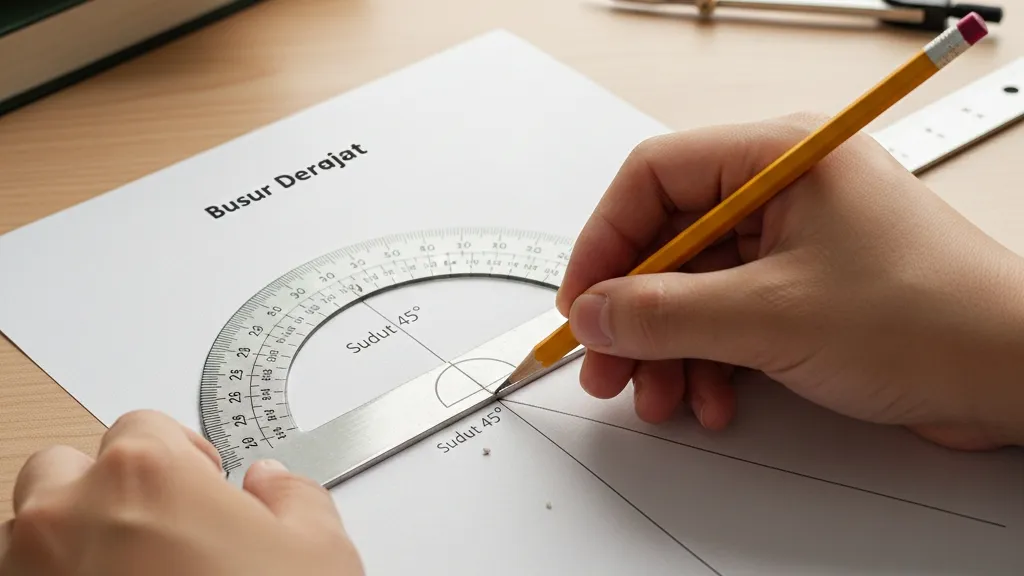 Cara Menggambar Sudut Menggunakan Busur Derajat (c) Ilustrasi AI