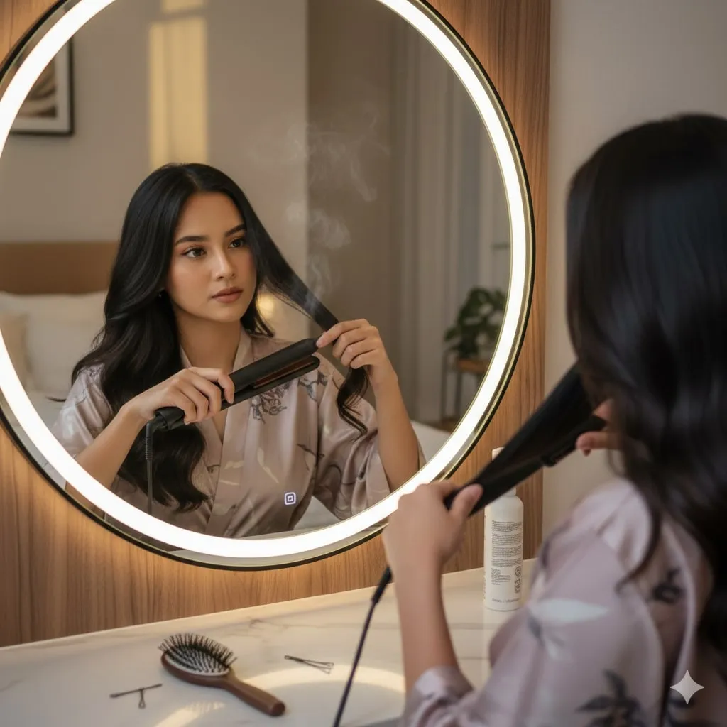 Langkah-Langkah Cara Menggunakan Catokan Rambut (c) Ilustrasi AI