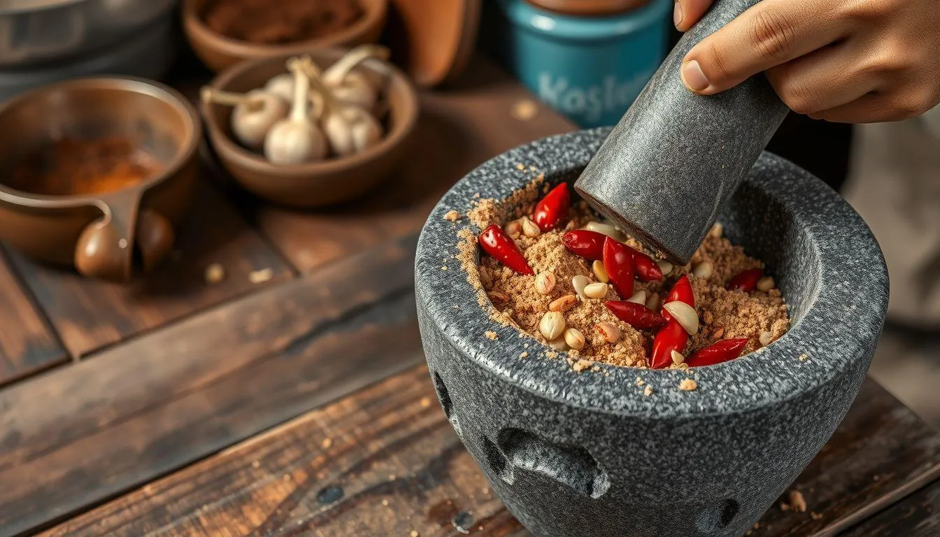 Proses Seasoning untuk Cobek Batu Gunung (c) Ilustrasi AI