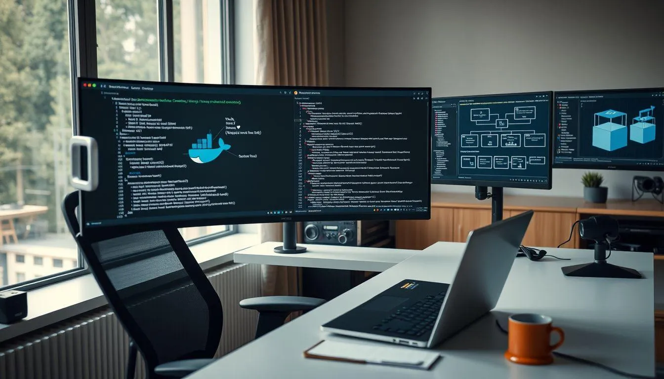Menggunakan Docker Compose (c) Ilustrasi AI