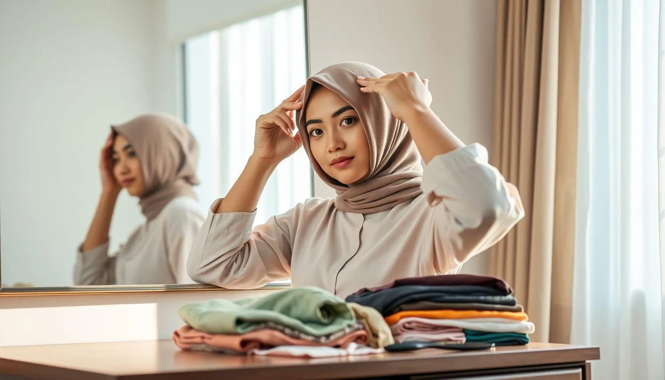 Persiapan Memakai Jilbab Segi Empat (c) Ilustrasi AI