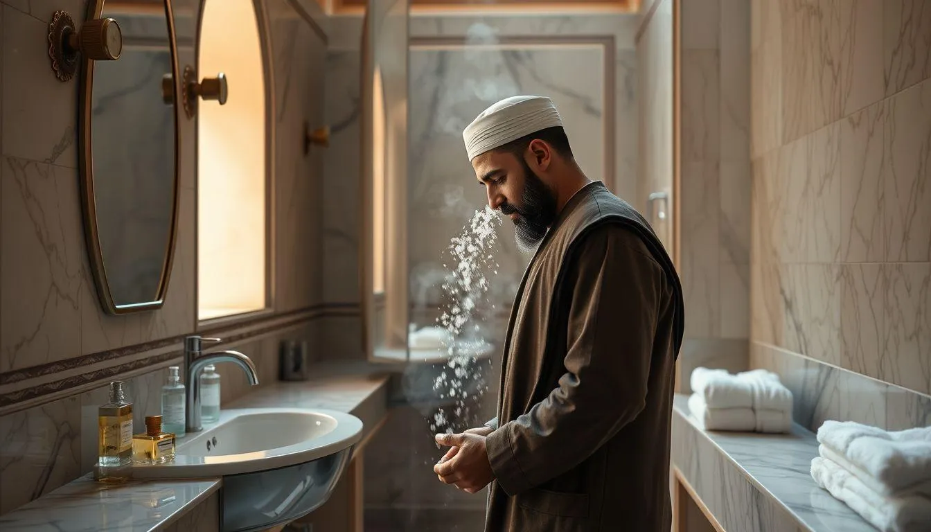 Persiapan Sebelum Mengenakan Kain Ihram (c) Ilustrasi AI