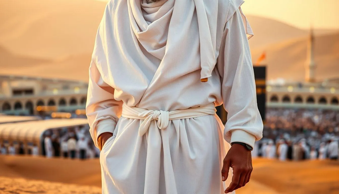 Cara Menggunakan Kain Ihram untuk Jamaah Laki-Laki (c) Ilustrasi AI