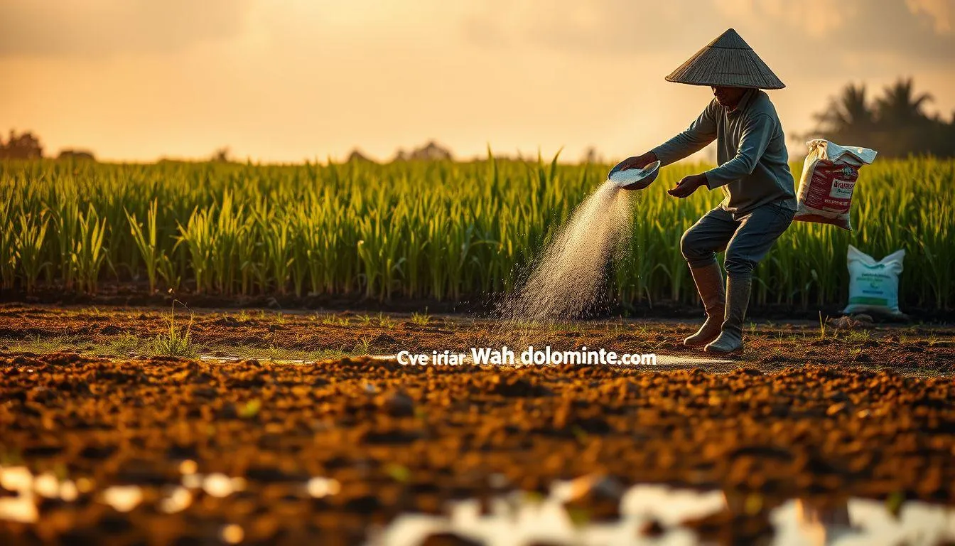6. Cara Menggunakan Kapur Dolomit pada Lahan Sawah (c) Ilustrasi AI