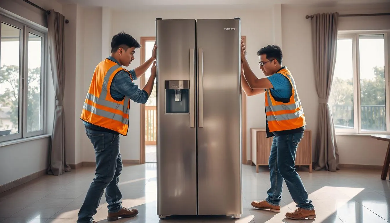 Langkah-Langkah Memindahkan Kulkas Baru dengan Benar (c) Ilustrasi AI