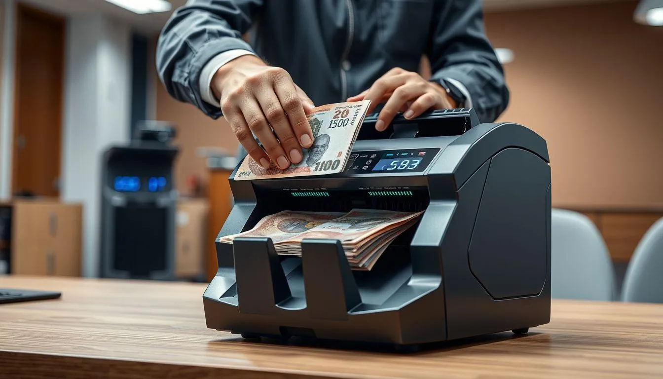 Langkah-Langkah Menggunakan Mesin Penghitung Uang (c) Ilustrasi AI