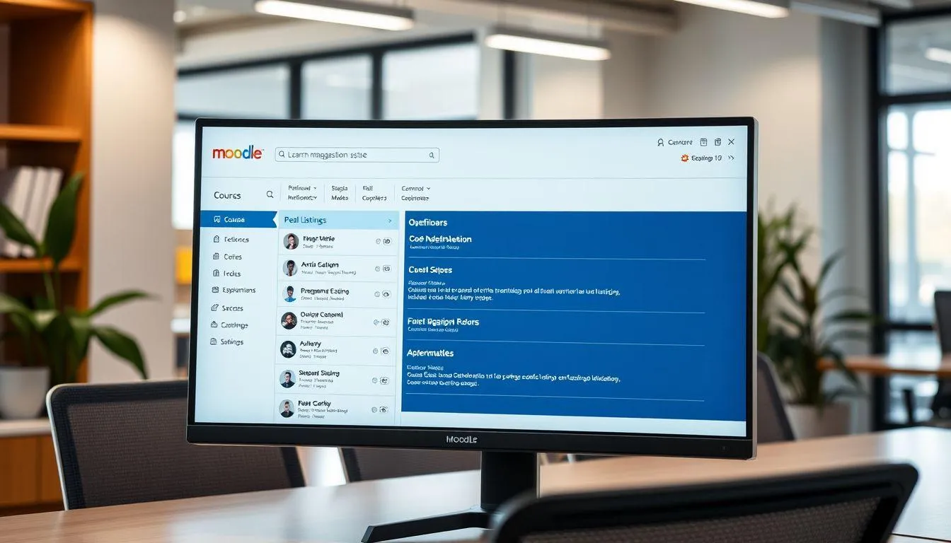 Navigasi Dashboard dan Menu Utama Moodle (c) Ilustrasi AI