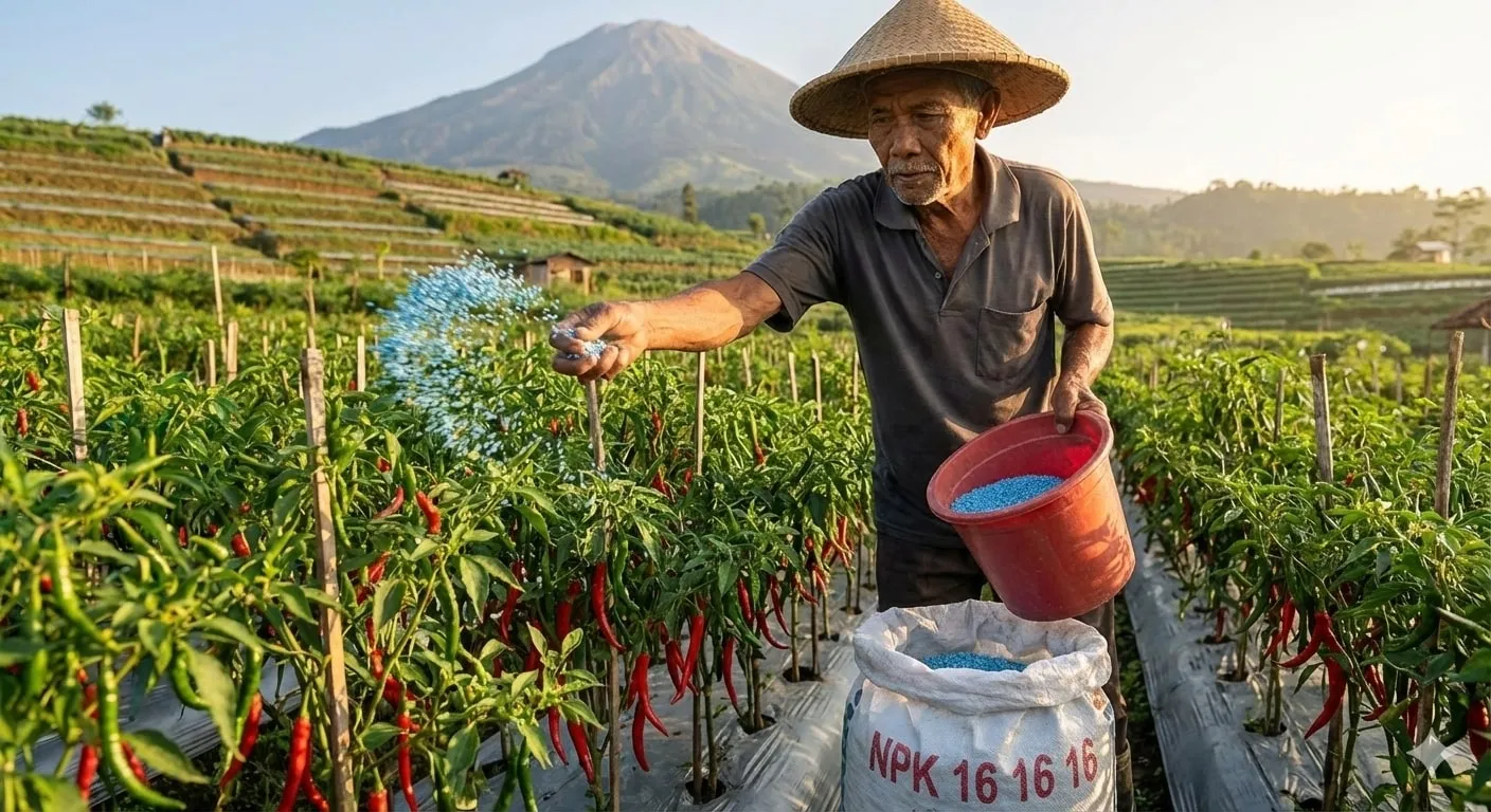 Jadwal Pemupukan NPK 16 16 16 Berdasarkan Fase Pertumbuhan (c) Ilustrasi AI