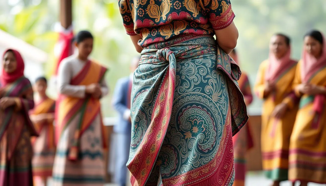 Cara Menggunakan Rok Lilit Model Galembong (c) Ilustrasi AI