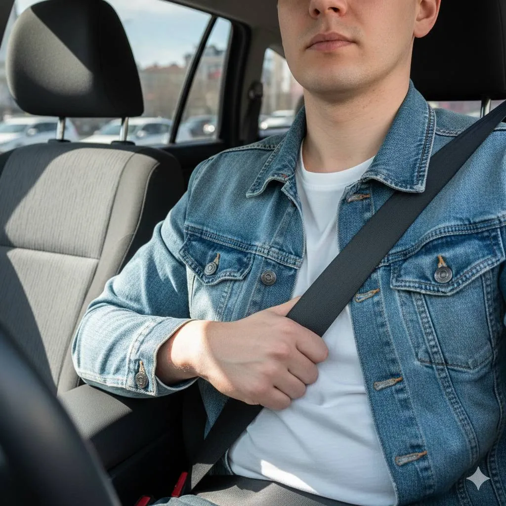 Kesalahan Umum dalam Menggunakan Sabuk Pengaman (c) Ilustrasi AI