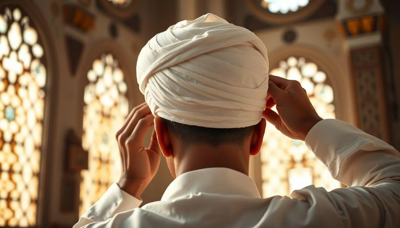 Cara Menggunakan Sorban di Kepala (c) Ilustrasi AI