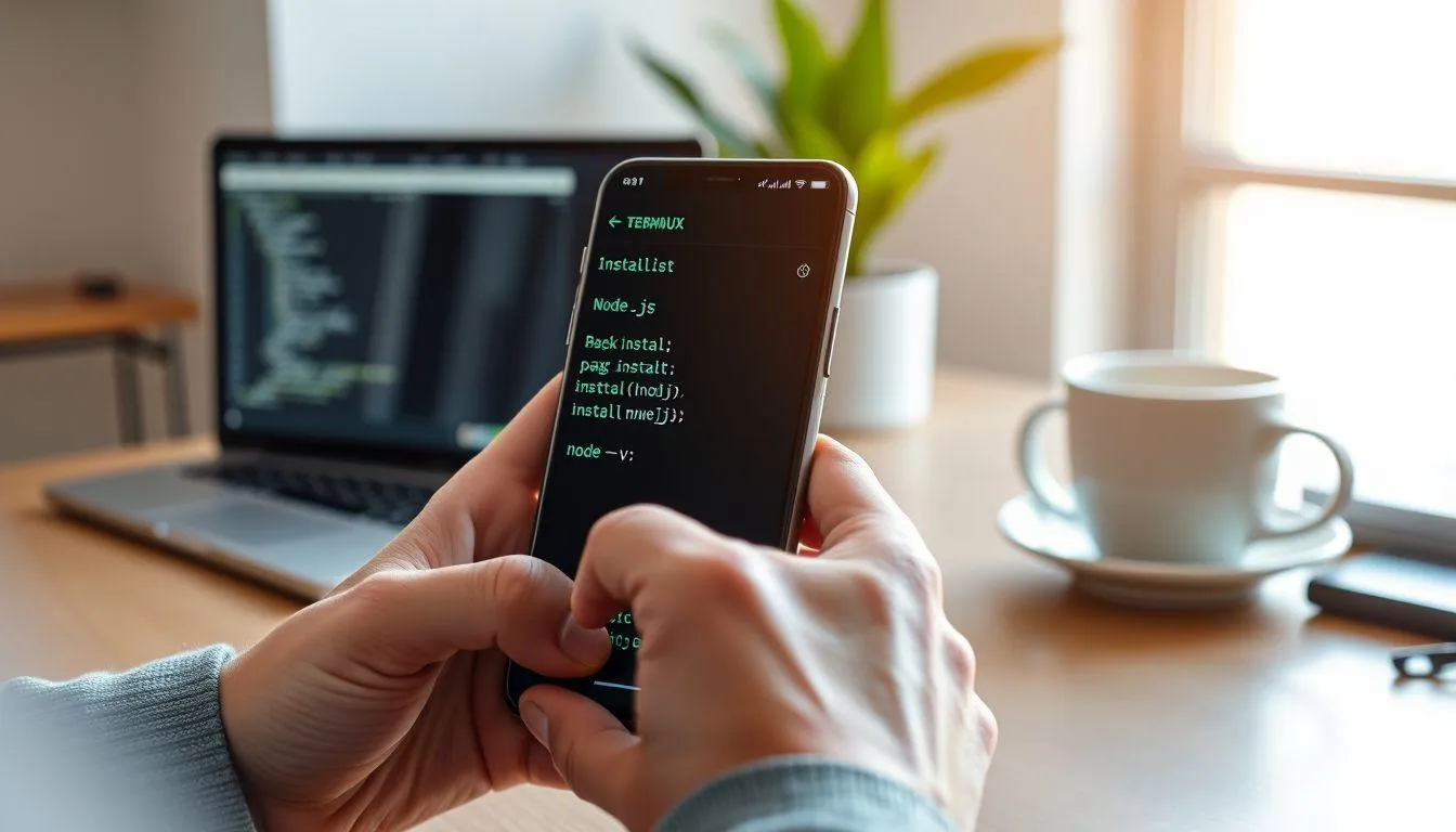 8. Cara Menggunakan Termux untuk Menjalankan Node.js (c) Ilustrasi AI
