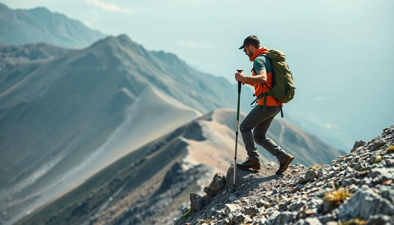 5. Cara Menggunakan Trekking Pole Saat Mendaki Tanjakan (c) Ilustrasi AI