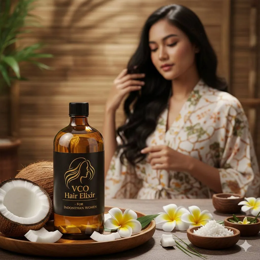 Menggunakan VCO Sebagai Masker Rambut (c) Ilustrasi AI