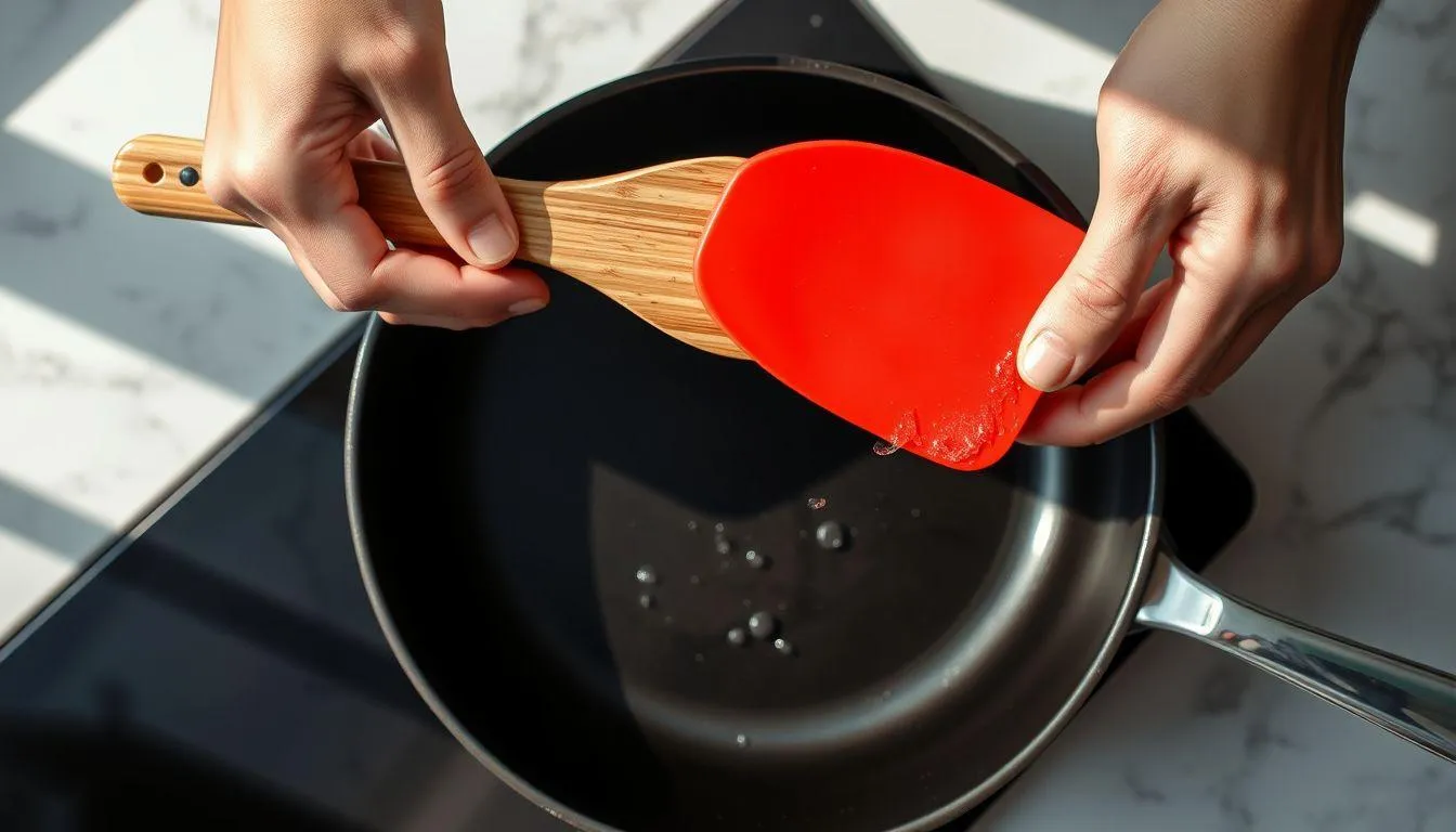 6. Gunakan Spatula dari Kayu, Silikon, atau Plastik (c) Ilustrasi AI
