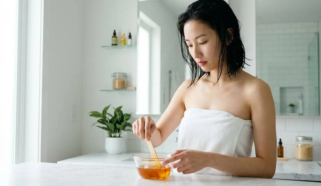 ilustrasi membuat waxing sugar di rumah - image by AI