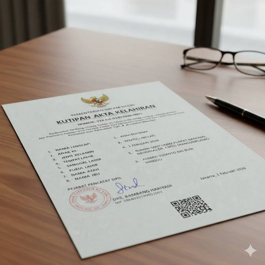 Pengurusan Akta Kelahiran untuk Orang Dewasa (c) Ilustrasi AI