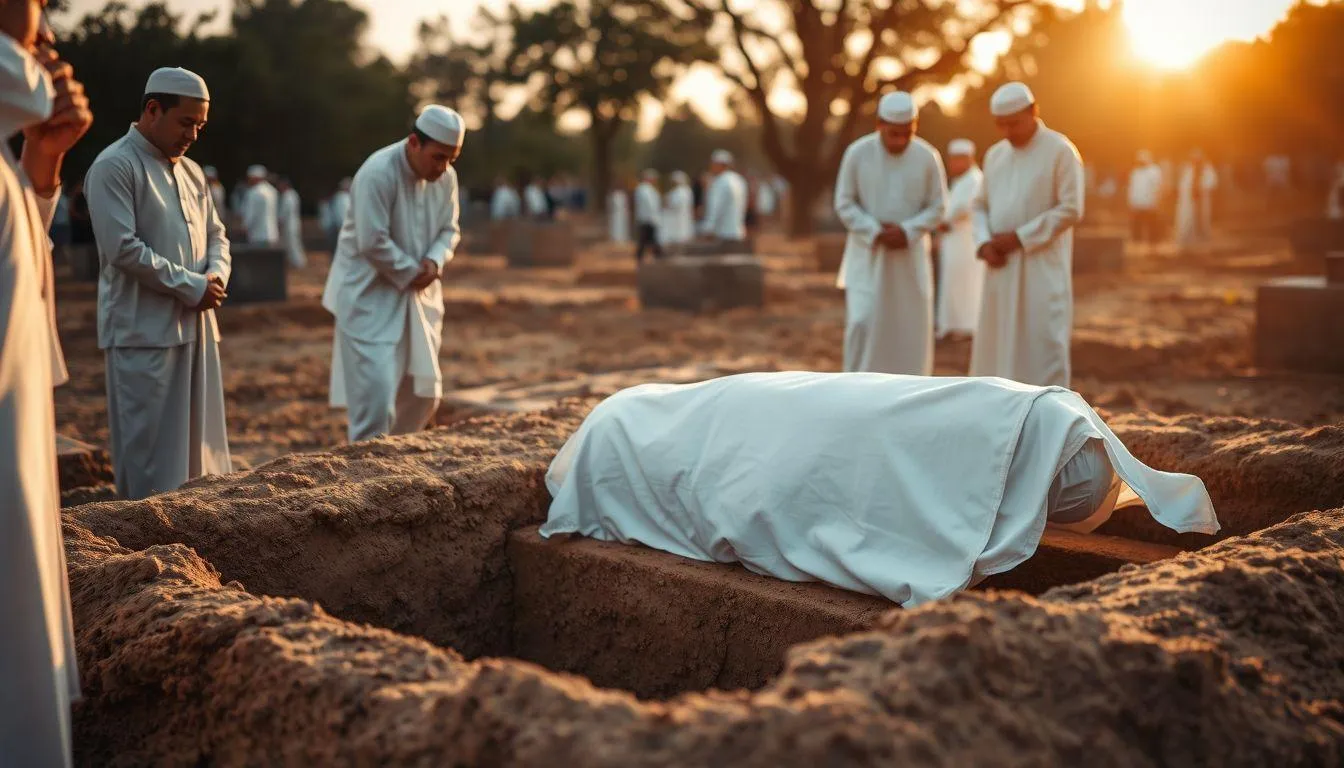 4. Menguburkan Jenazah di Tempat Peristirahatan Terakhir (c) Ilustrasi AI
