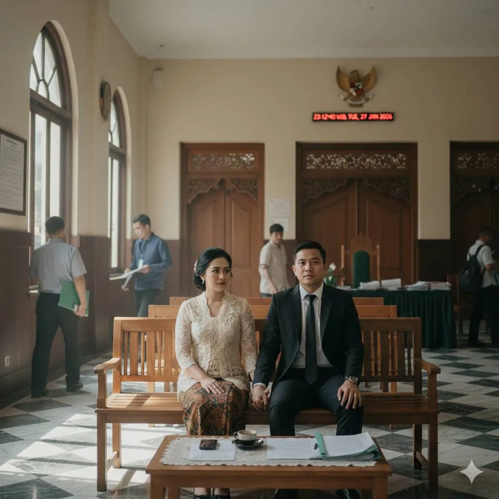 7. Menunggu Panggilan Sidang Pertama  (c) Ilustrasi AI