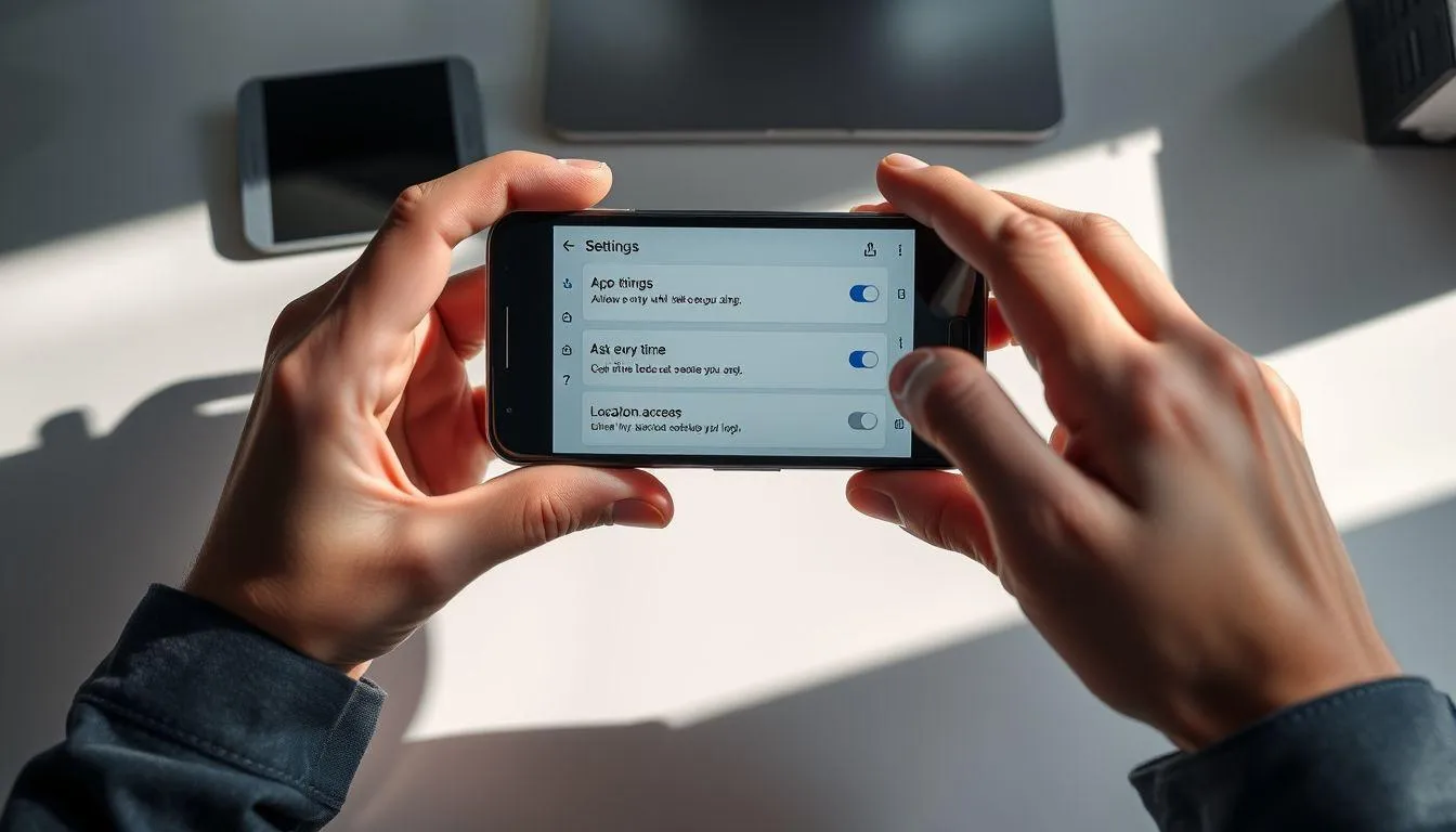 Mengelola Pengaturan Lokasi untuk Aplikasi Tertentu (c) Ilustrasi AI