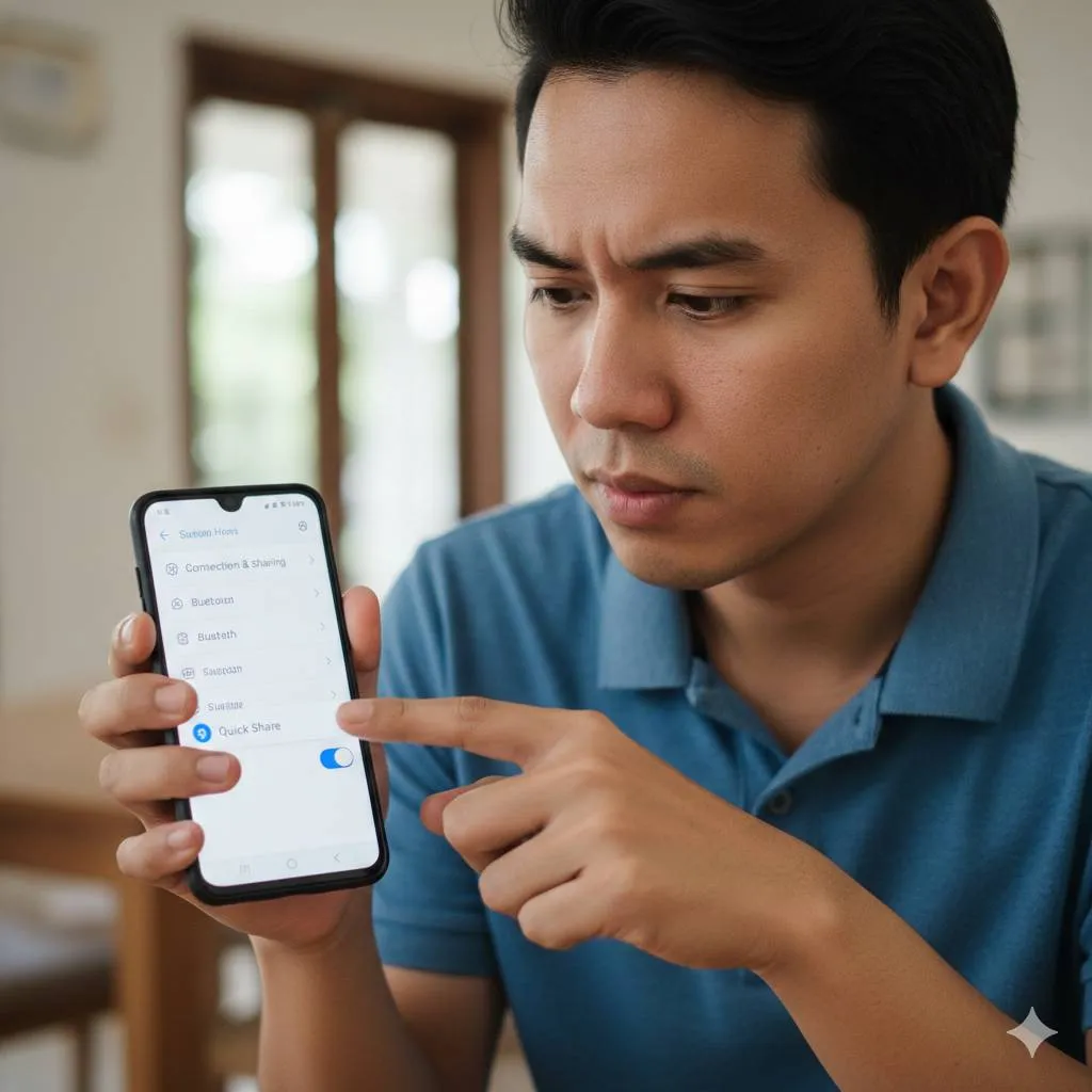 Cara Menonaktifkan Quick Share Melalui Panel Notifikasi (c) Ilustrasi AI