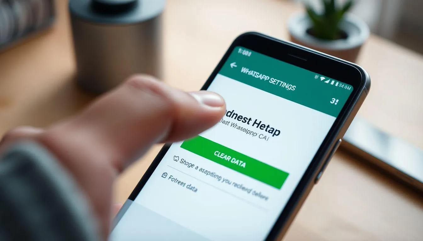 Menghapus Data Aplikasi WhatsApp (c) Ilustrasi AI