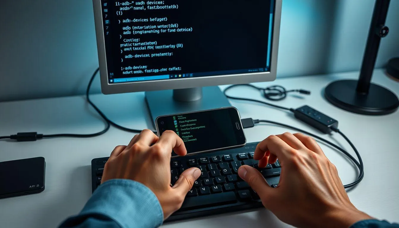 Menggunakan Android Debug Bridge (ADB) (c) Ilustrasi AI