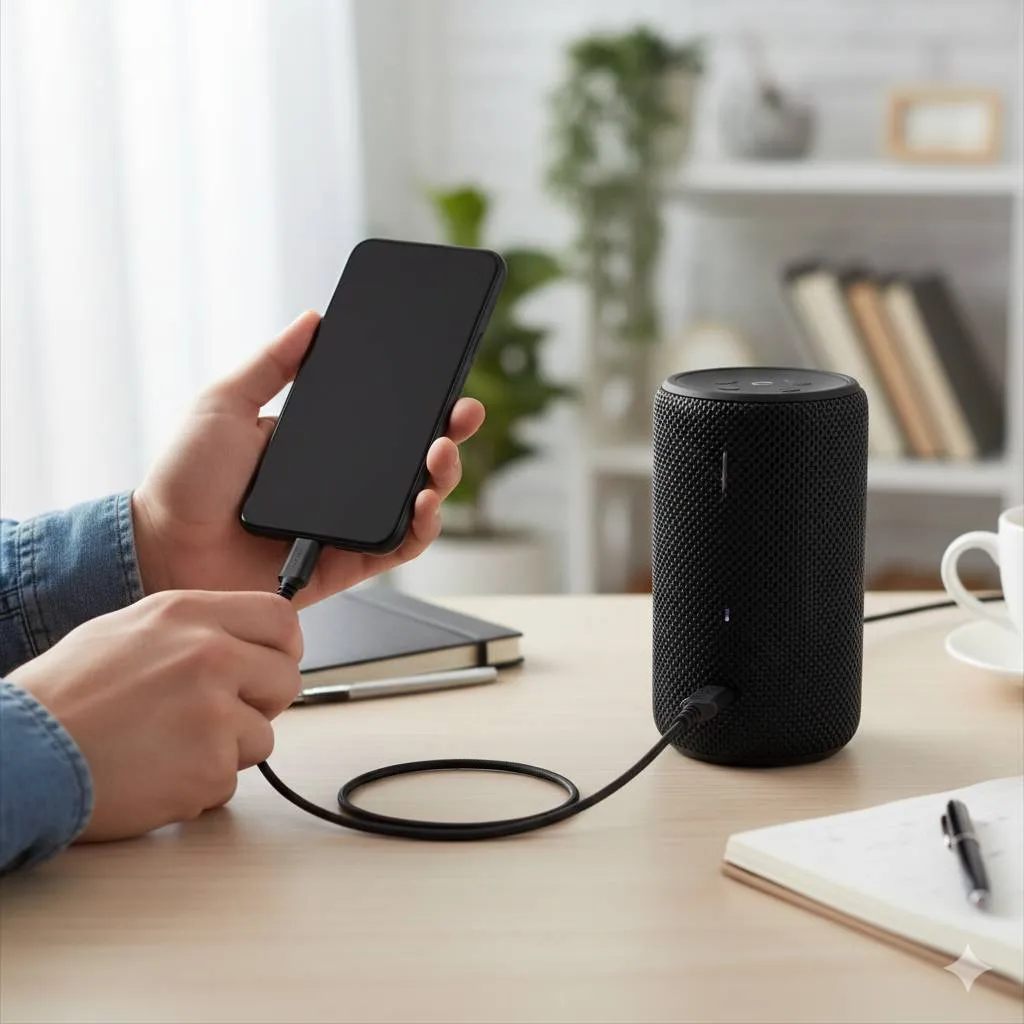 Jenis Kabel Data untuk Koneksi HP ke Speaker (c) Ilustrasi AI