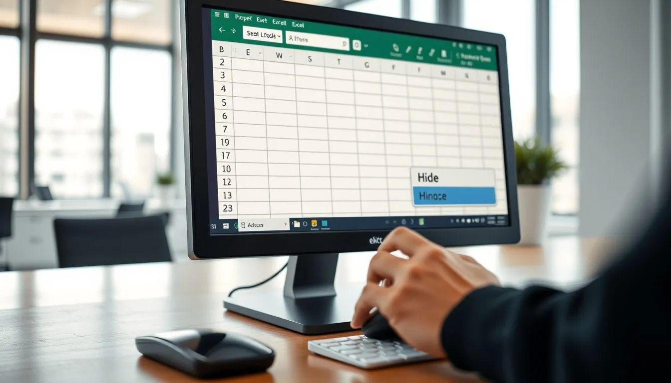Cara Menyembunyikan Baris di Excel (c) Ilustrasi AI
